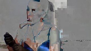 Fetish Liza - Blue satin smoking